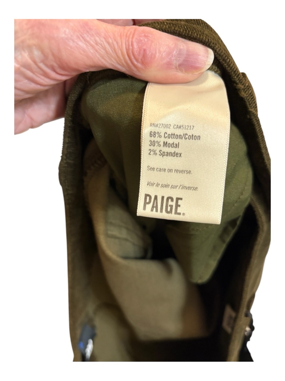 PAIGE Cindy Dark Brushed Olive Fine Wale Corduroy Jeans ~ NWT ~ size 31 - Picture 9 of 12